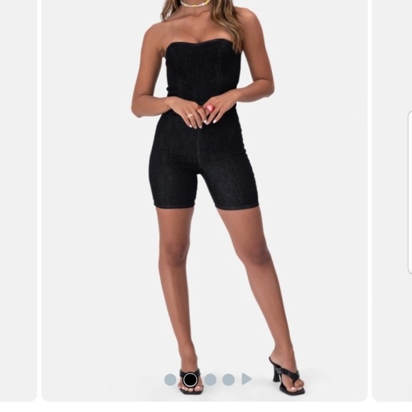 ADIKA Vibe Strapless Denim Biker Romper - Picture 3 of 7